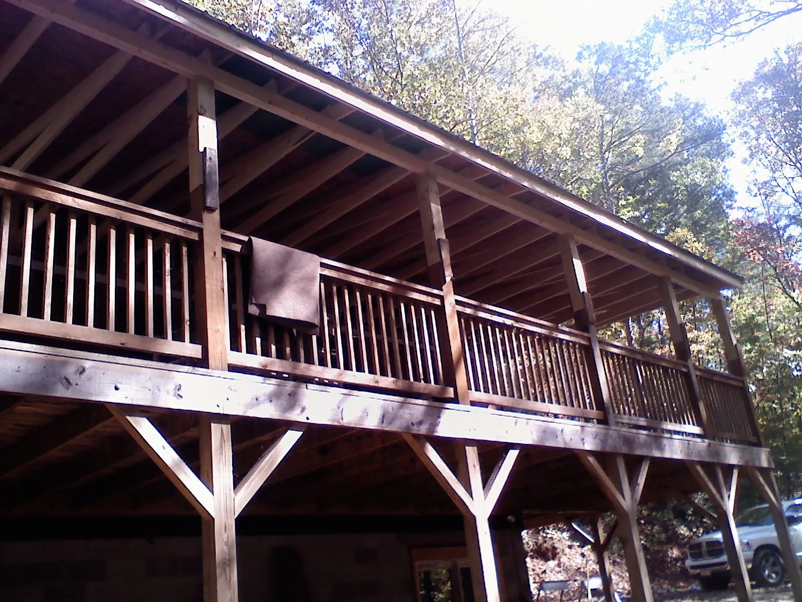 Timber framing under a new elevated porch and deck — Roof Leak Repair in Carteret by Roofing Brothers